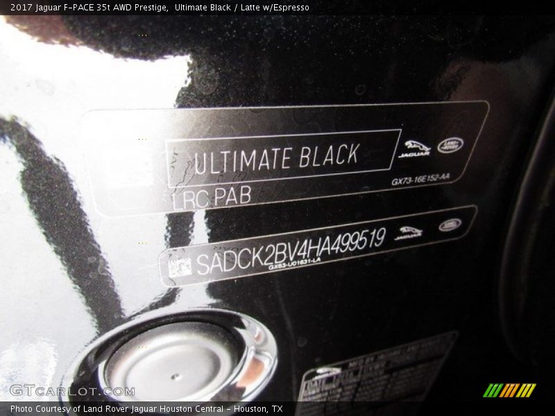 Ultimate Black / Latte w/Espresso 2017 Jaguar F-PACE 35t AWD Prestige