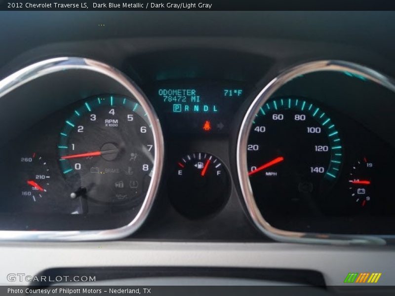 Dark Blue Metallic / Dark Gray/Light Gray 2012 Chevrolet Traverse LS