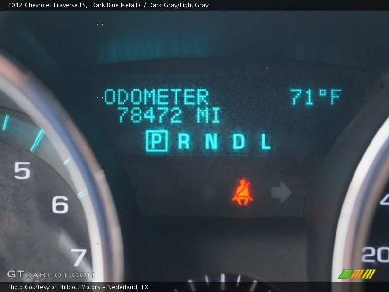 Dark Blue Metallic / Dark Gray/Light Gray 2012 Chevrolet Traverse LS