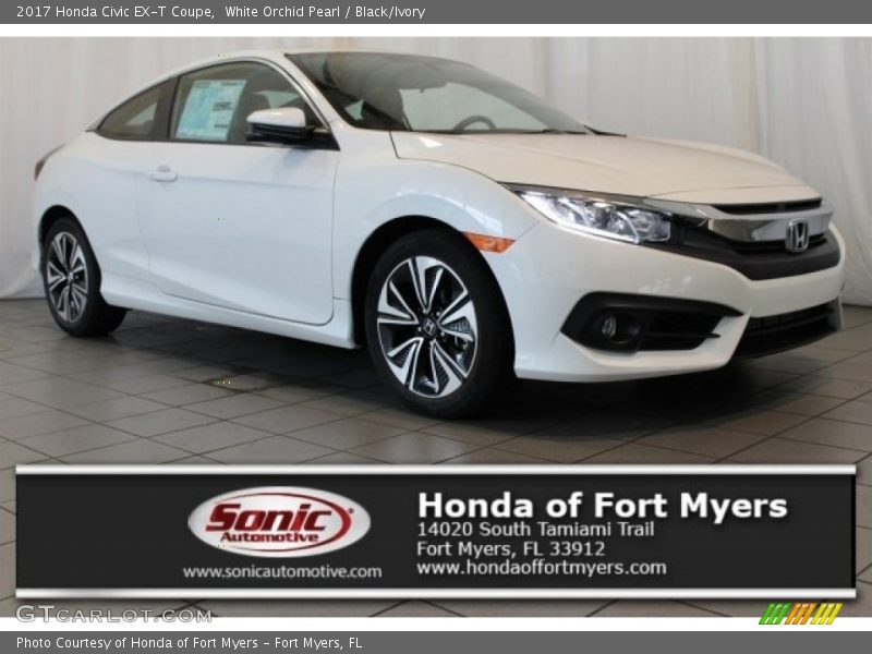 White Orchid Pearl / Black/Ivory 2017 Honda Civic EX-T Coupe