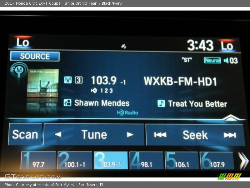 White Orchid Pearl / Black/Ivory 2017 Honda Civic EX-T Coupe