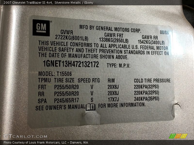 Silverstone Metallic / Ebony 2007 Chevrolet TrailBlazer SS 4x4
