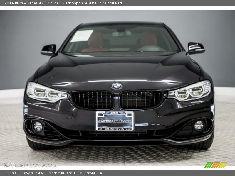 Black Sapphire Metallic / Coral Red 2014 BMW 4 Series 435i Coupe