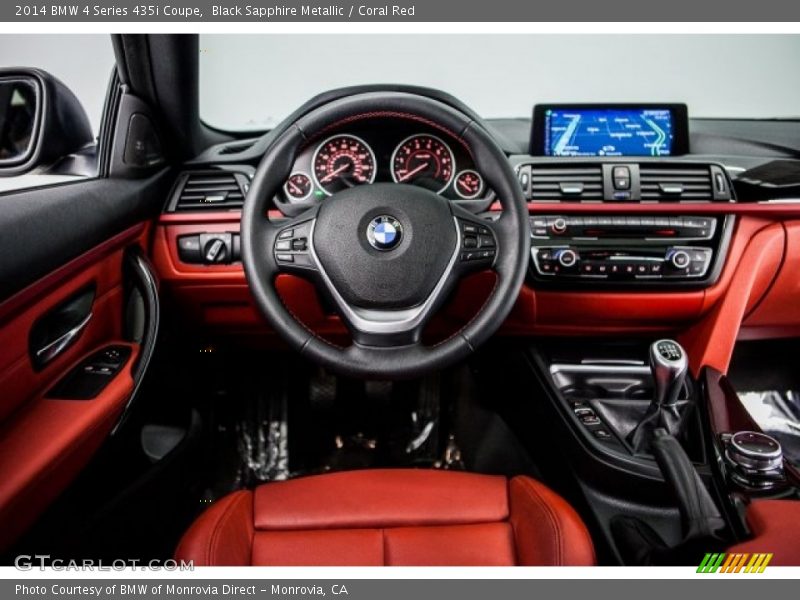 Black Sapphire Metallic / Coral Red 2014 BMW 4 Series 435i Coupe