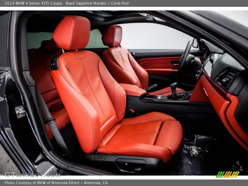 Black Sapphire Metallic / Coral Red 2014 BMW 4 Series 435i Coupe