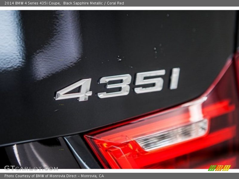 Black Sapphire Metallic / Coral Red 2014 BMW 4 Series 435i Coupe
