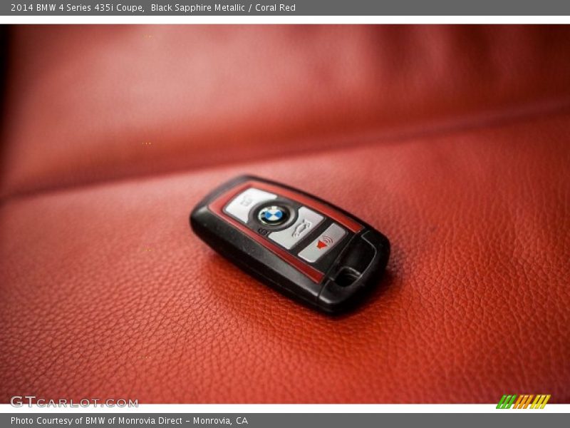 Black Sapphire Metallic / Coral Red 2014 BMW 4 Series 435i Coupe