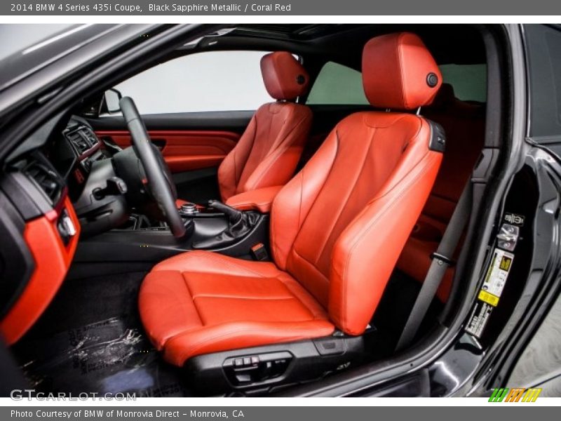Black Sapphire Metallic / Coral Red 2014 BMW 4 Series 435i Coupe