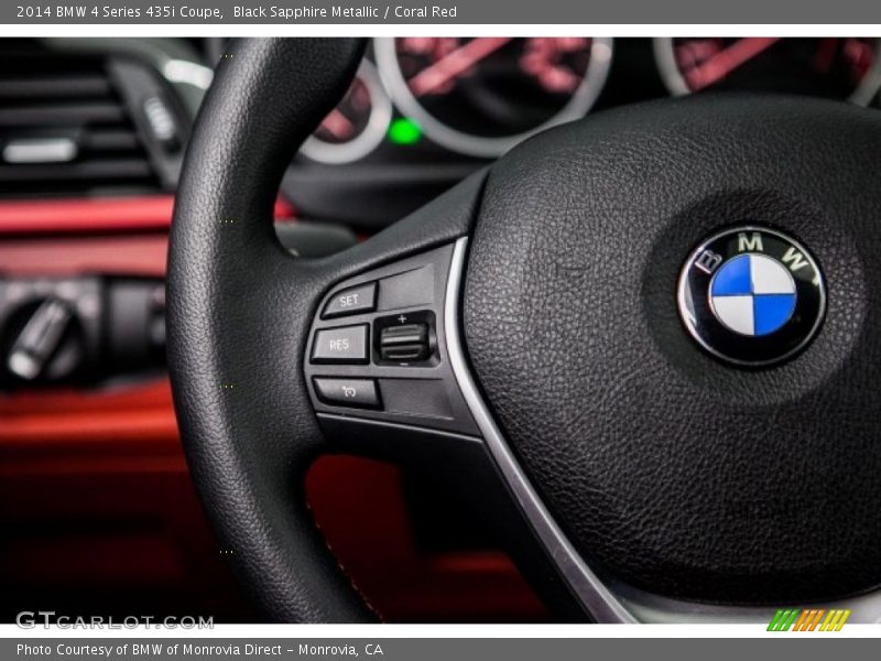 Black Sapphire Metallic / Coral Red 2014 BMW 4 Series 435i Coupe