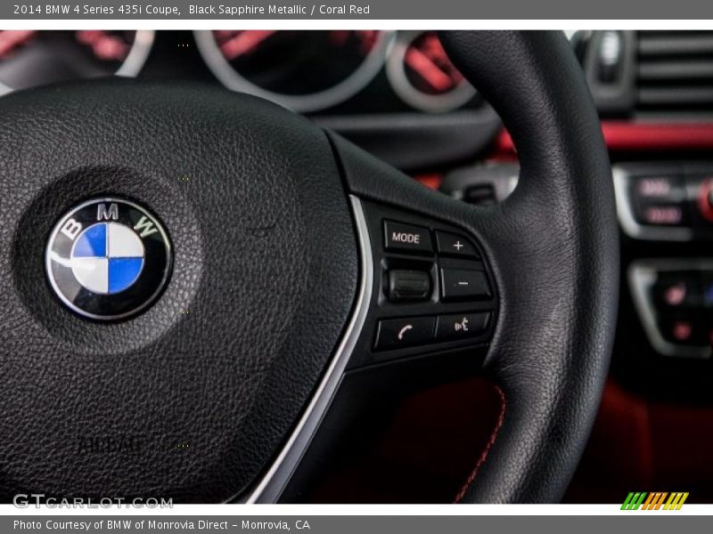 Black Sapphire Metallic / Coral Red 2014 BMW 4 Series 435i Coupe