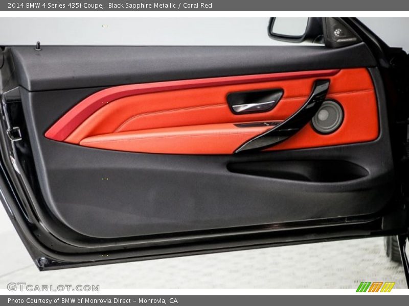 Black Sapphire Metallic / Coral Red 2014 BMW 4 Series 435i Coupe