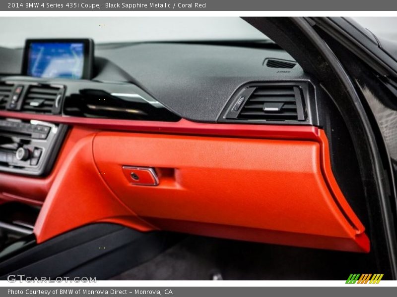 Black Sapphire Metallic / Coral Red 2014 BMW 4 Series 435i Coupe
