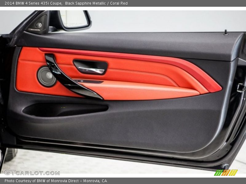Black Sapphire Metallic / Coral Red 2014 BMW 4 Series 435i Coupe