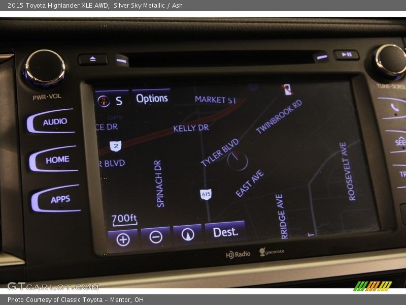 Silver Sky Metallic / Ash 2015 Toyota Highlander XLE AWD