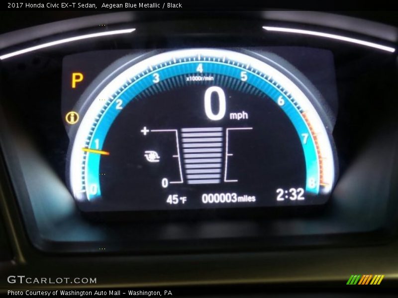 Aegean Blue Metallic / Black 2017 Honda Civic EX-T Sedan