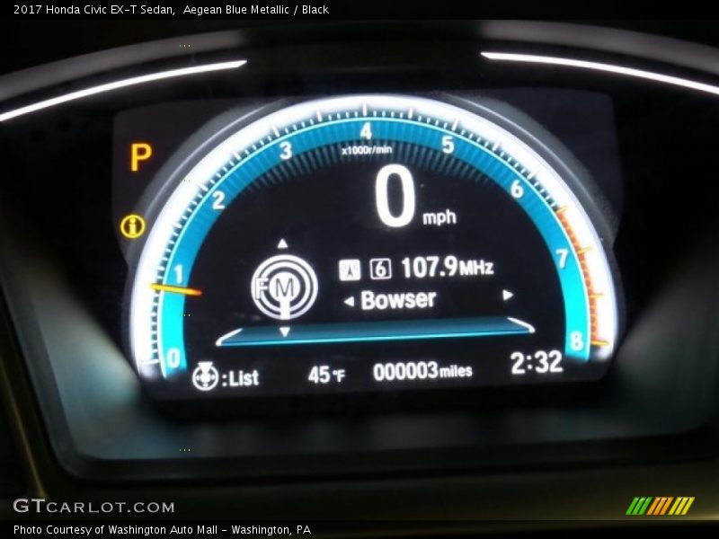Aegean Blue Metallic / Black 2017 Honda Civic EX-T Sedan