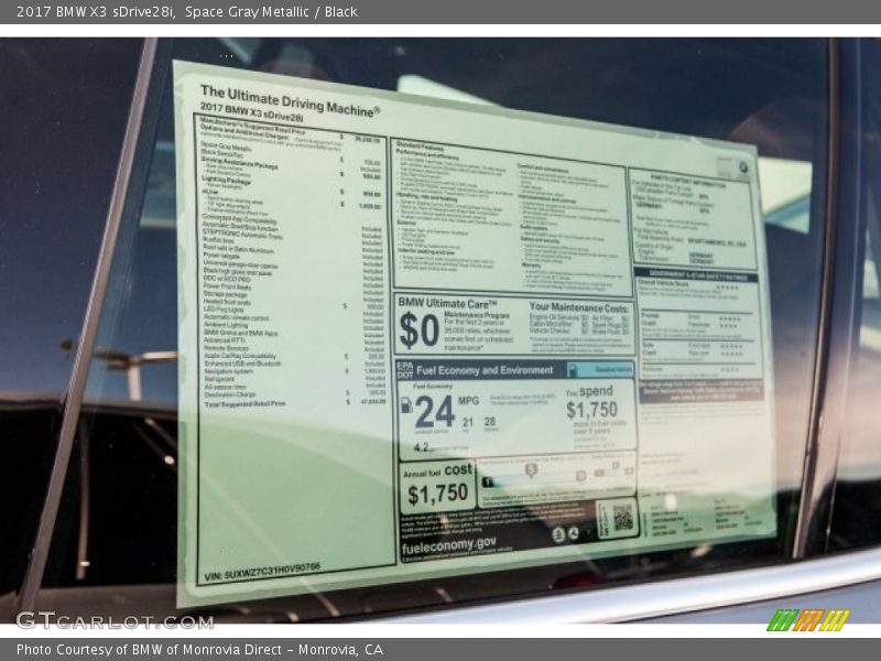 Space Gray Metallic / Black 2017 BMW X3 sDrive28i