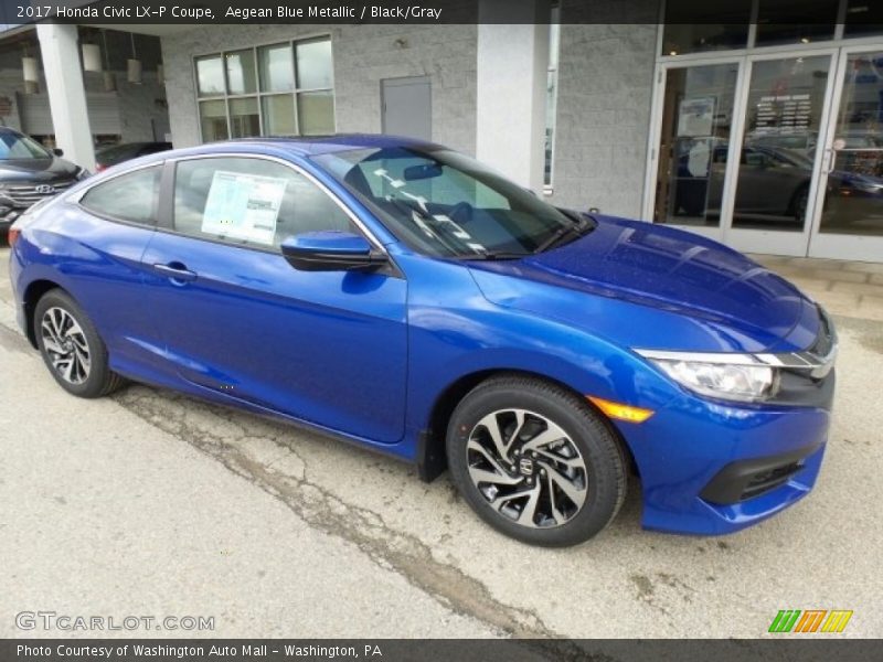 Aegean Blue Metallic / Black/Gray 2017 Honda Civic LX-P Coupe