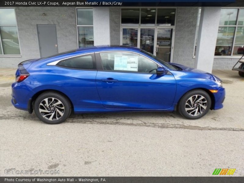 Aegean Blue Metallic / Black/Gray 2017 Honda Civic LX-P Coupe