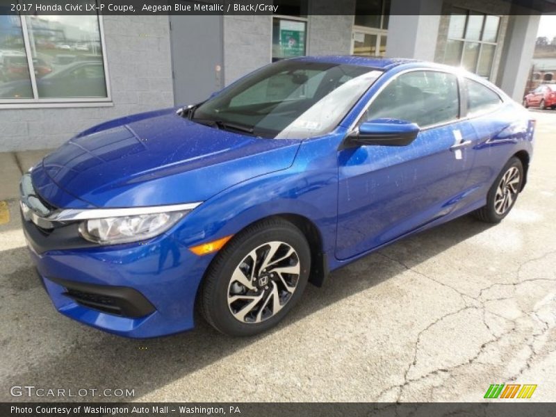 Aegean Blue Metallic / Black/Gray 2017 Honda Civic LX-P Coupe