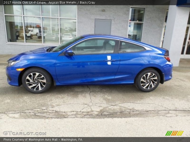 Aegean Blue Metallic / Black/Gray 2017 Honda Civic LX-P Coupe