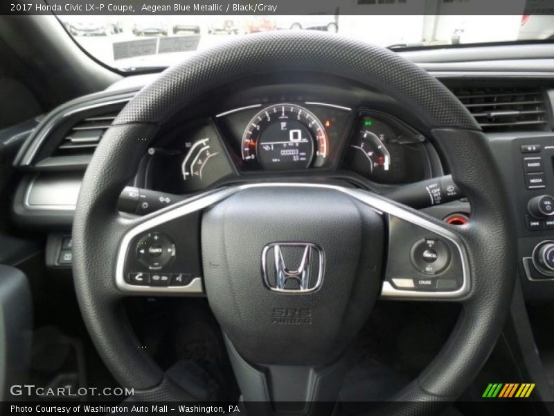 Aegean Blue Metallic / Black/Gray 2017 Honda Civic LX-P Coupe