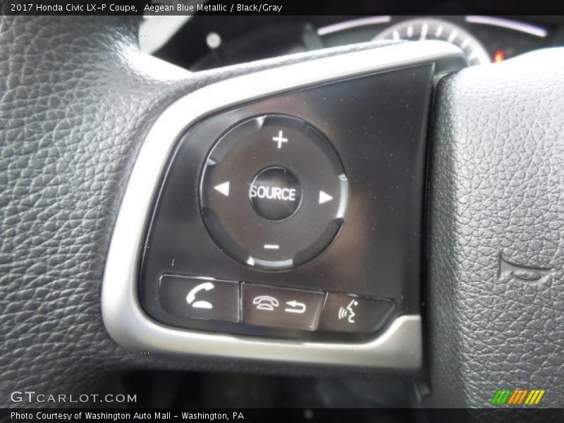 Aegean Blue Metallic / Black/Gray 2017 Honda Civic LX-P Coupe