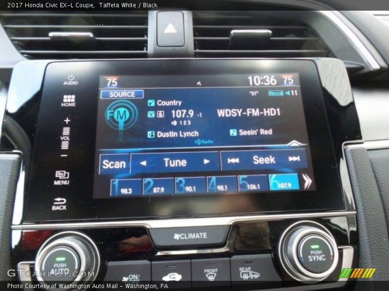 Taffeta White / Black 2017 Honda Civic EX-L Coupe