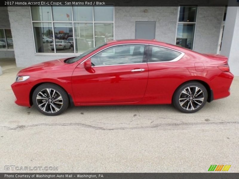 San Marino Red / Black 2017 Honda Accord EX-L Coupe