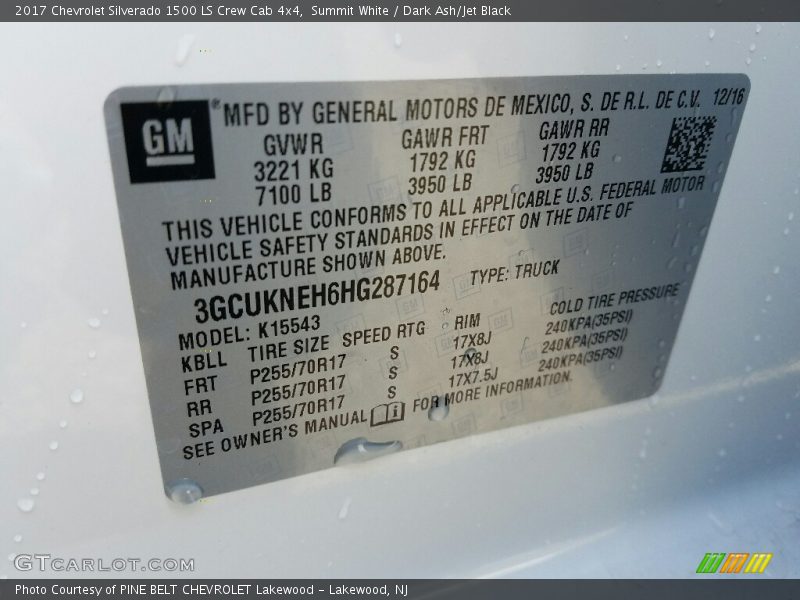 Summit White / Dark Ash/Jet Black 2017 Chevrolet Silverado 1500 LS Crew Cab 4x4
