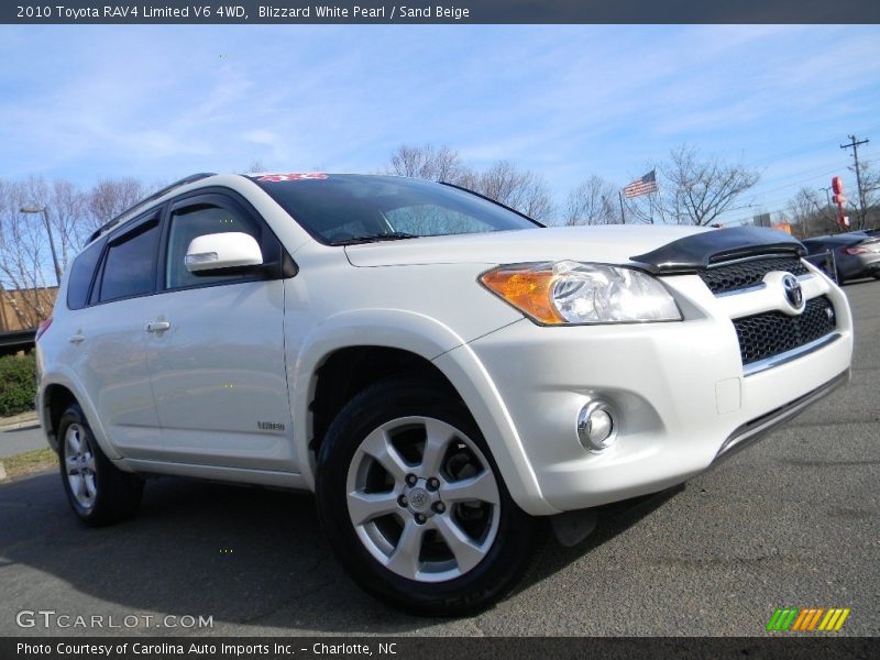 Blizzard White Pearl / Sand Beige 2010 Toyota RAV4 Limited V6 4WD