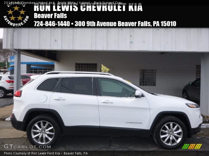 Bright White / Iceland - Black/Iceland Gray 2014 Jeep Cherokee Limited 4x4