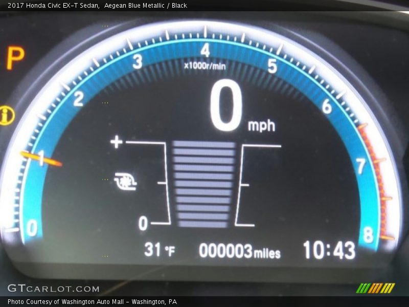 Aegean Blue Metallic / Black 2017 Honda Civic EX-T Sedan