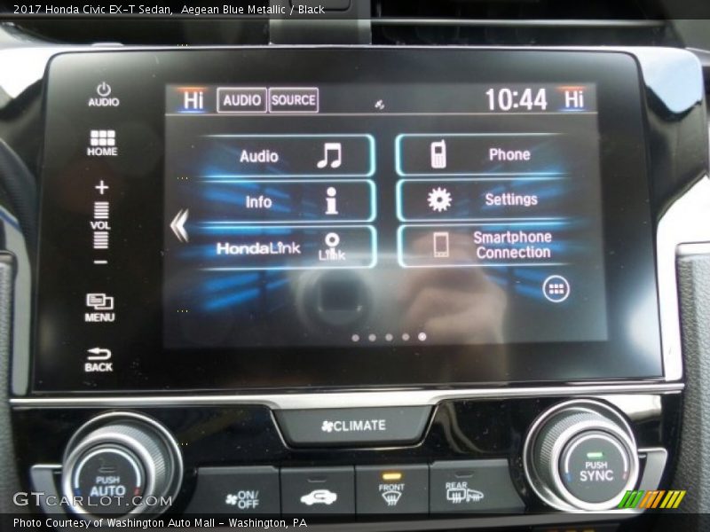 Aegean Blue Metallic / Black 2017 Honda Civic EX-T Sedan