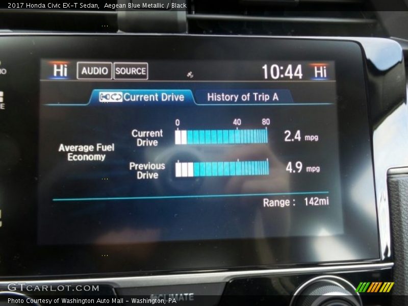 Aegean Blue Metallic / Black 2017 Honda Civic EX-T Sedan