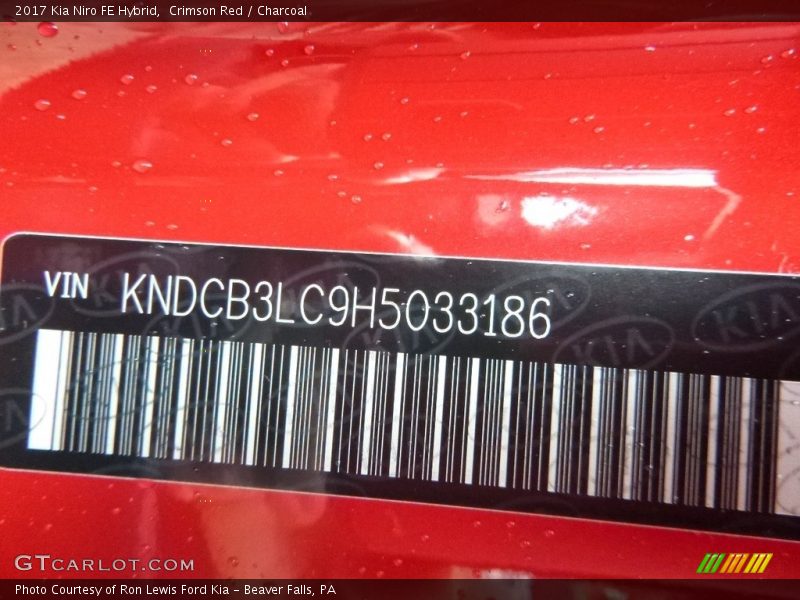 Crimson Red / Charcoal 2017 Kia Niro FE Hybrid