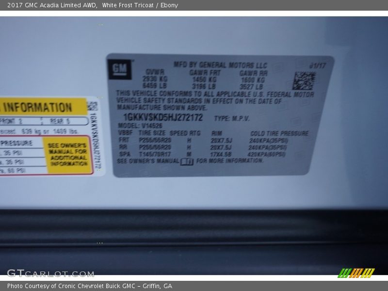 White Frost Tricoat / Ebony 2017 GMC Acadia Limited AWD