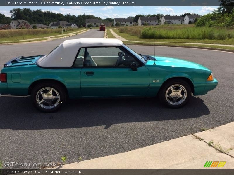 Calypso Green Metallic / White/Titanium 1992 Ford Mustang LX Convertible