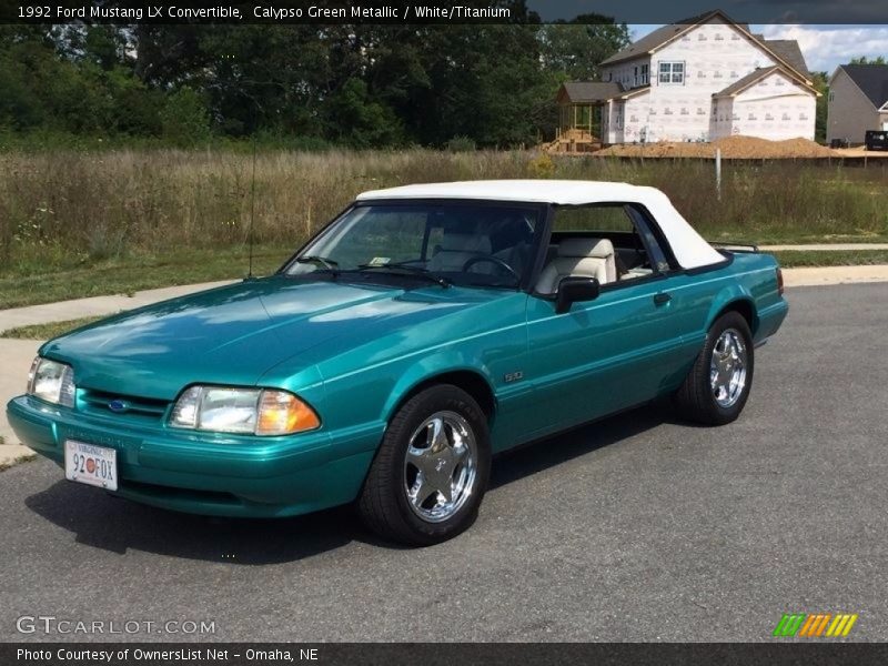 Calypso Green Metallic / White/Titanium 1992 Ford Mustang LX Convertible