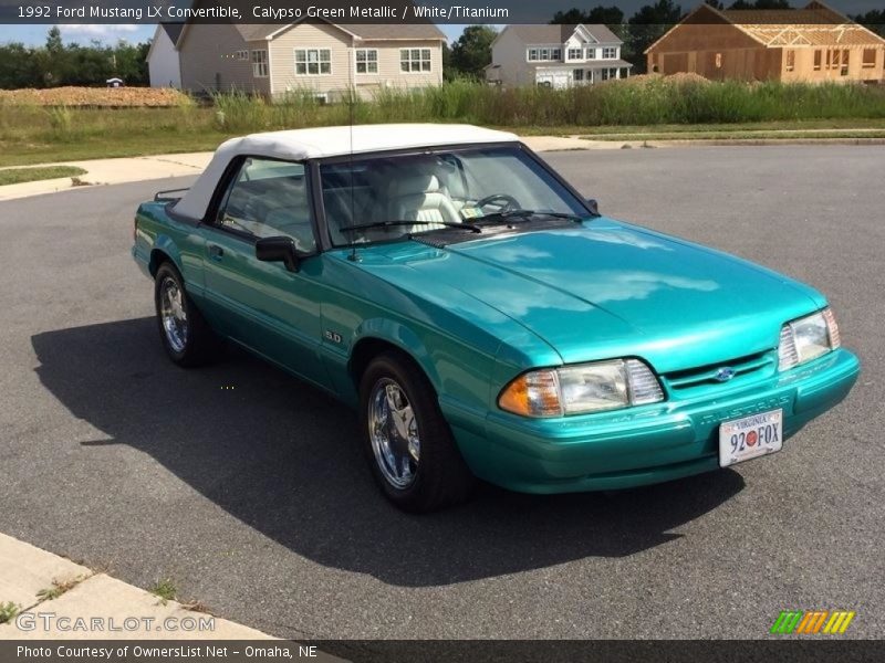 Calypso Green Metallic / White/Titanium 1992 Ford Mustang LX Convertible