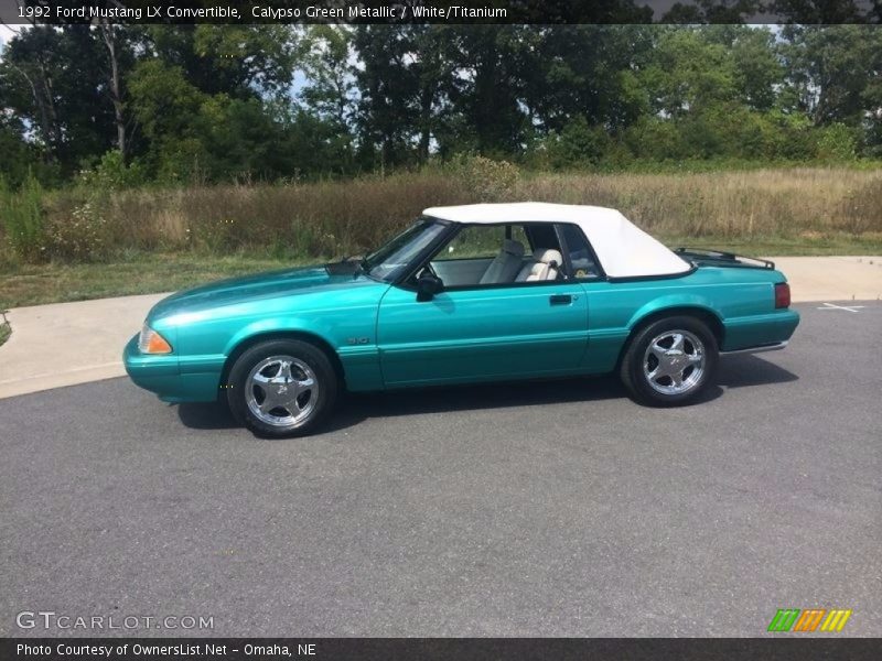 Calypso Green Metallic / White/Titanium 1992 Ford Mustang LX Convertible