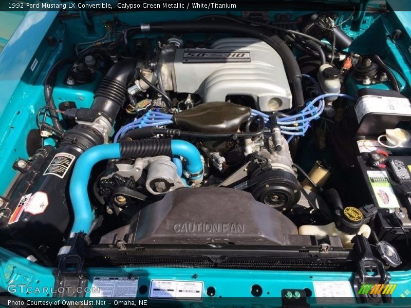 Calypso Green Metallic / White/Titanium 1992 Ford Mustang LX Convertible