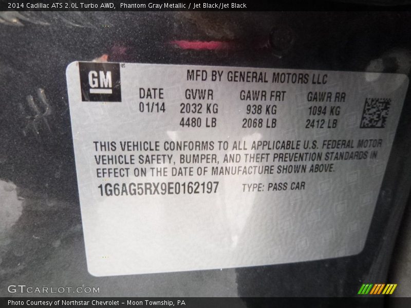 Phantom Gray Metallic / Jet Black/Jet Black 2014 Cadillac ATS 2.0L Turbo AWD