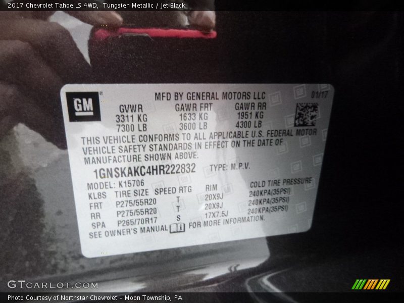 Tungsten Metallic / Jet Black 2017 Chevrolet Tahoe LS 4WD