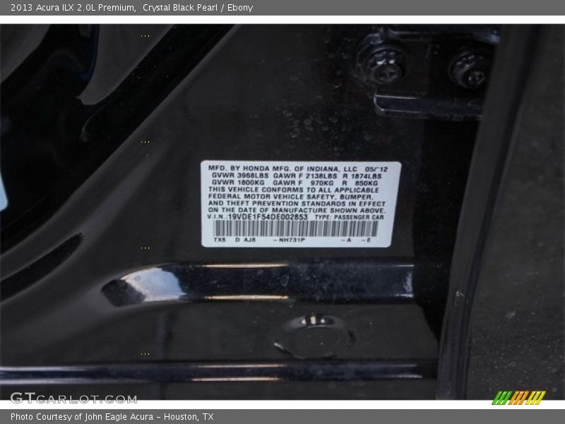 Crystal Black Pearl / Ebony 2013 Acura ILX 2.0L Premium