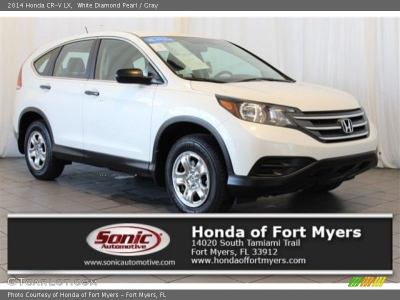 White Diamond Pearl / Gray 2014 Honda CR-V LX