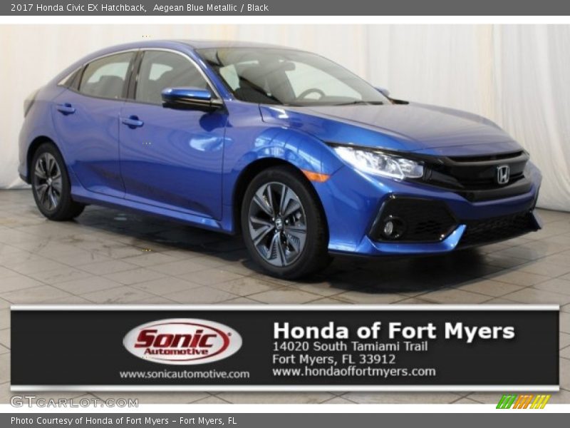 Aegean Blue Metallic / Black 2017 Honda Civic EX Hatchback