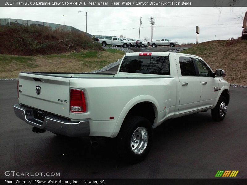 Pearl White / Canyon Brown/Light Frost Beige 2017 Ram 3500 Laramie Crew Cab 4x4 Dual Rear Wheel