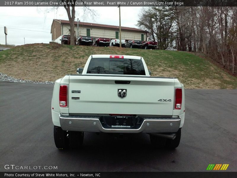 Pearl White / Canyon Brown/Light Frost Beige 2017 Ram 3500 Laramie Crew Cab 4x4 Dual Rear Wheel
