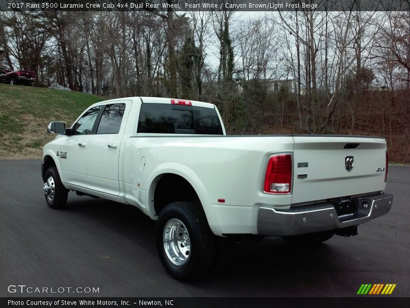 Pearl White / Canyon Brown/Light Frost Beige 2017 Ram 3500 Laramie Crew Cab 4x4 Dual Rear Wheel